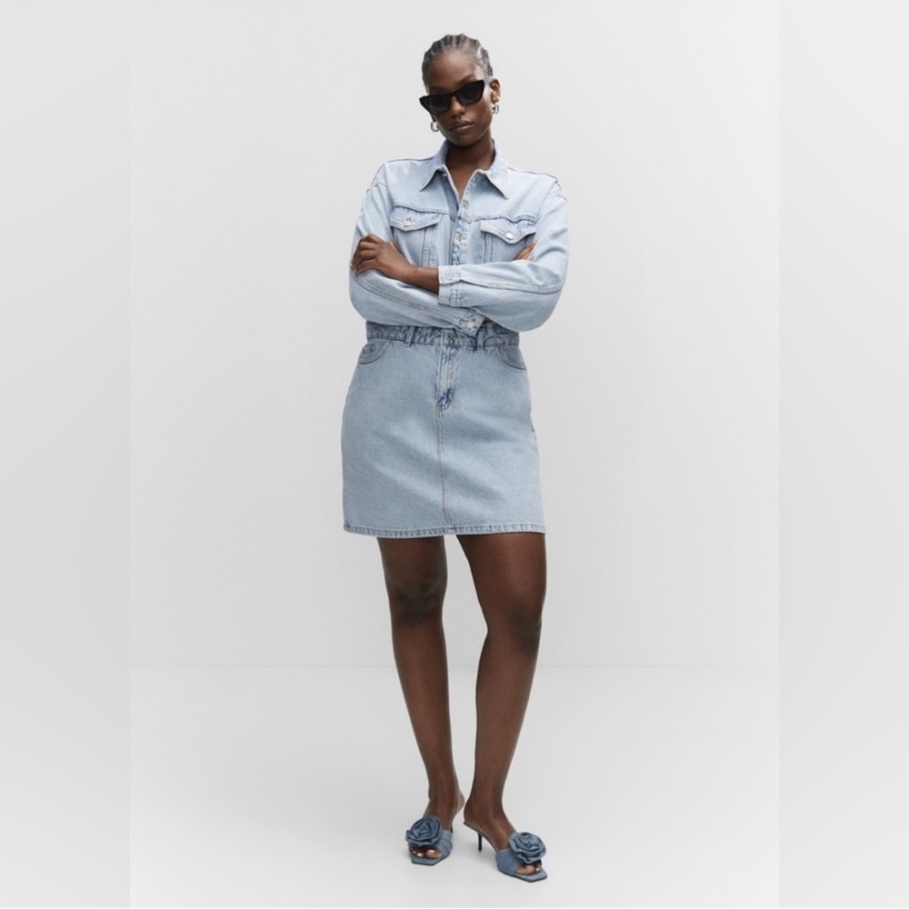 Mango Light Blue Denim Mini Skirt